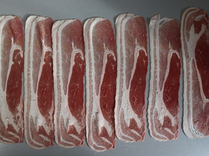 Nebeneinanderliegende Baconscheiben