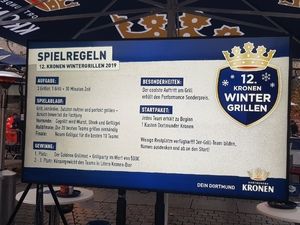 Tafel mit den Spielregeln zum 12. Kronen Wintergrillen